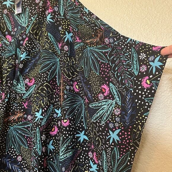Swimsuits For All Swim Cover Up Black Dolman Sleeve Bat Wing Tropical Print 18 - Picture 3 of 6